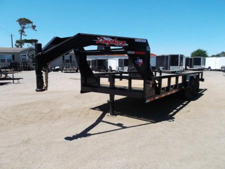 New 2026 Longhorn Trailers 83x20 Gooseneck 14K Utility Trailer / Lowboy Trailer / 7000# Axles / 3" Square Tubing / 5ft Heavy Duty Stow Away Ramps / LED Lights