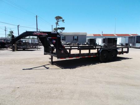 New 2026 Longhorn Trailers 83x20 Gooseneck 14K Utility Trailer / Lowboy Trailer / 7000# Axles / 3" Square Tubing / 5ft Heavy Duty Stow Away Ramps / LED Lights