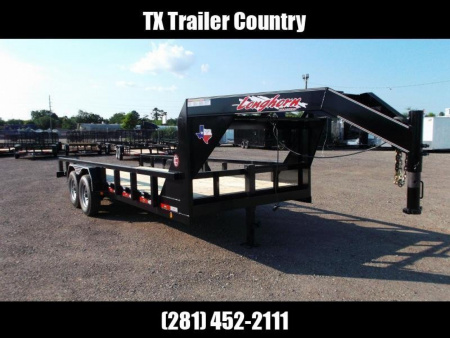 New 2026 Longhorn Trailers 83x20 Gooseneck 14K Utility Trailer / Lowboy Trailer / 7000# Axles / 3  Square Tubing / 5ft Heavy Duty Stow Away Ramps / LED Lights