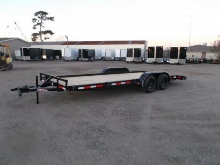 New 2026 Longhorn Trailers 83x18 7K Car Hauler / Racing Trailer / 2ft Dovetail / 5ft Stow Away Ramps / Electric Brakes / LED Lights