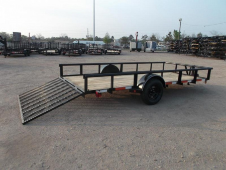 New 2026 Longhorn Trailers 77x14 Single Axle Utility Trailer / Pipetop / 4ft Heavy Duty Ramp Gate
