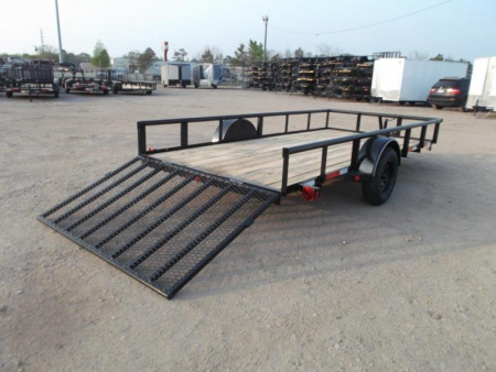 New 2026 Longhorn Trailers 77x14 Single Axle Utility Trailer / Pipetop / 4ft Heavy Duty Ramp Gate