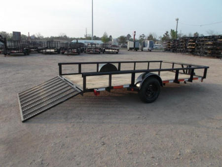 New 2026 Longhorn Trailers 77x12 Single Axle Utility Trailer / Pipetop / 4ft Heavy Duty Ramp Gate
