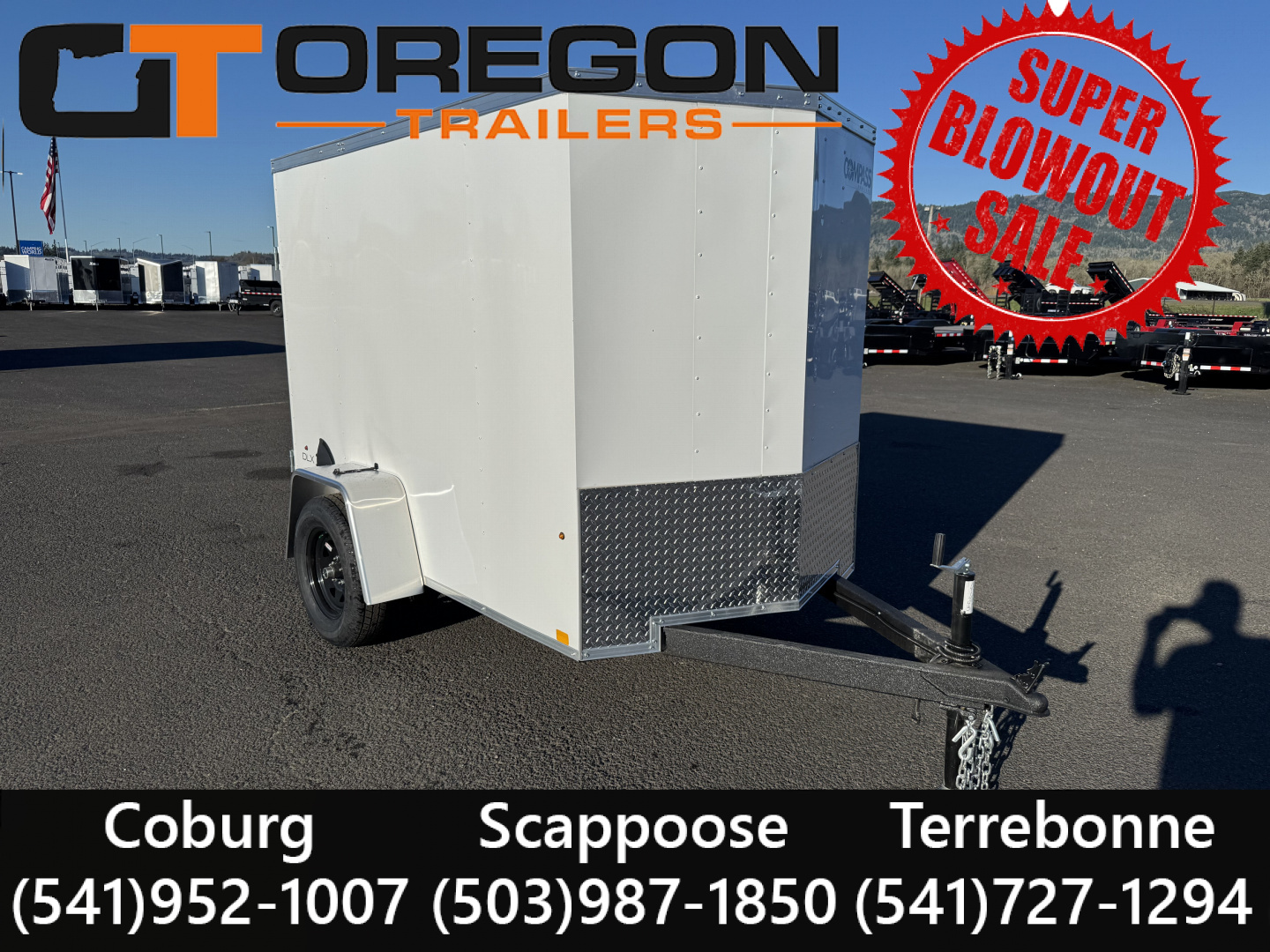 New 2026 Compass 5x8 Enclosed Trailer 3k GVWR