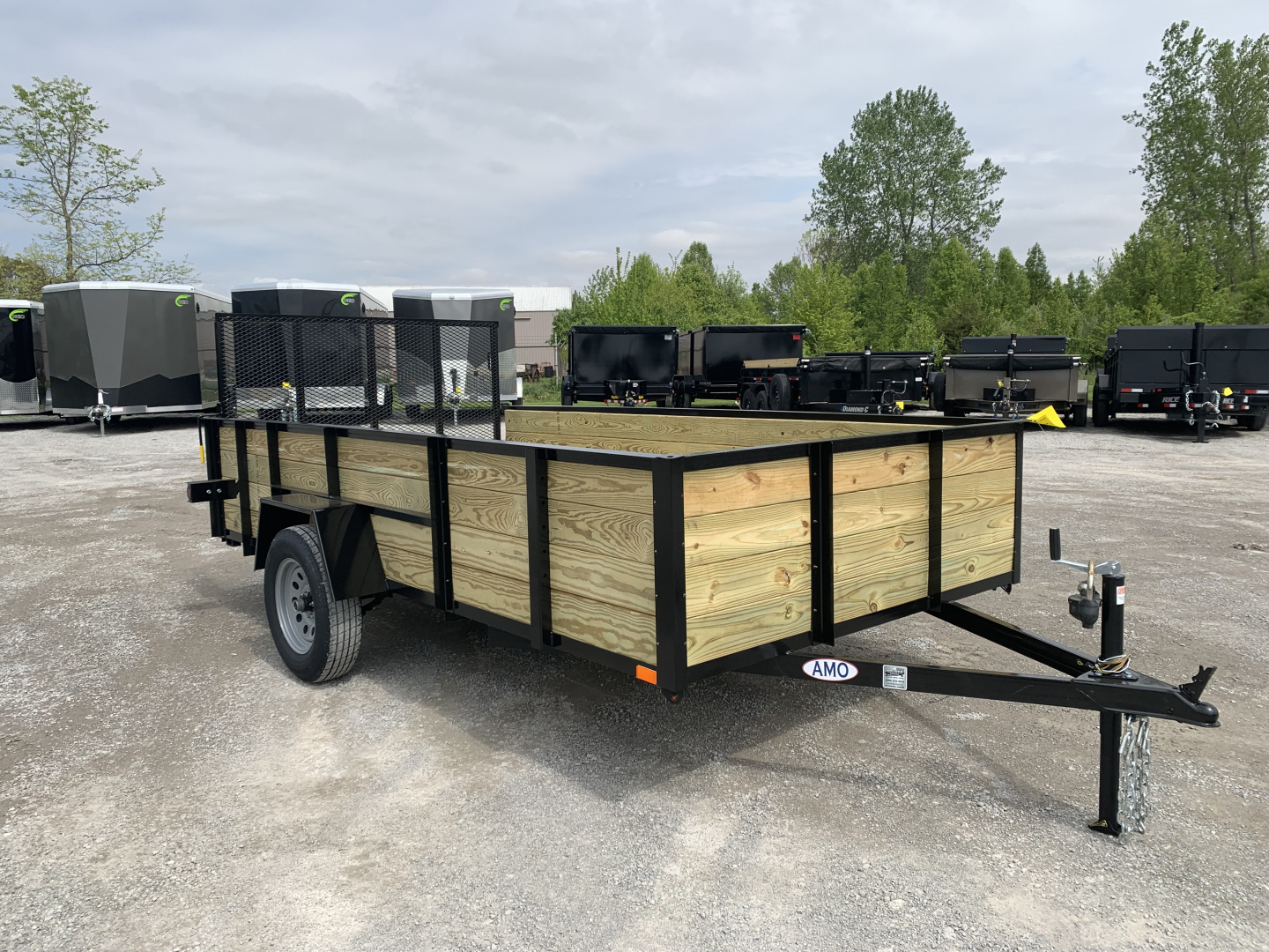 New 2026 AMO A9612WG (76" x 12') 2.9K Wood Side Utility Trailer
