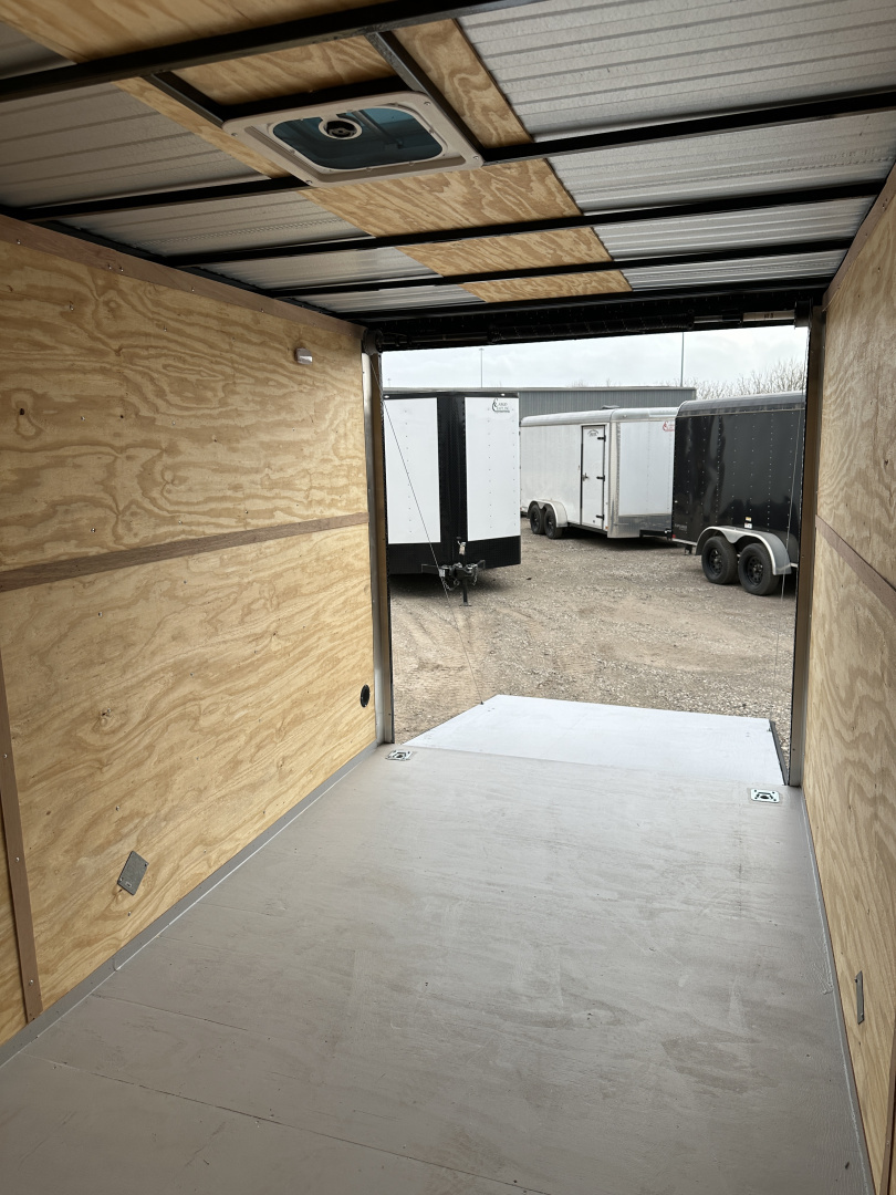 New 2025 Cargo Craft 7'x16'x7'tall, Elite V Nose with a ramp door & white/black out Cargo / Enclosed Trailer