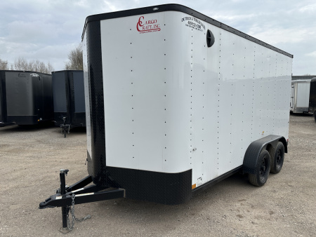 New 2025 Cargo Craft 7'x16'x7'tall, Elite V Nose with a ramp door & white/black out Cargo / Enclosed Trailer