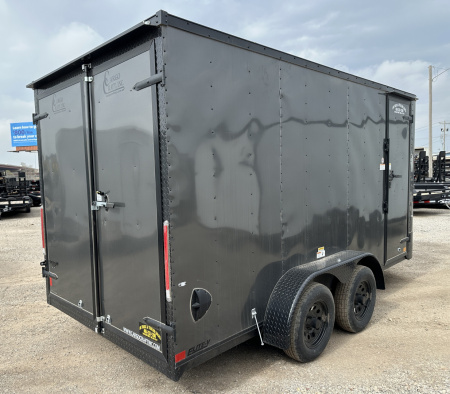 New 2025 Cargo Craft 7'x16'x7'tall Elite V Nose Sport with ramp in Charcoal / Black out Cargo / Enclosed Trailer
