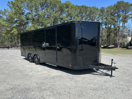 New 2026 Covered Wagon 8.5X24 Car / Racing Trailer, Torsion Axles, Flip up Escape Door,