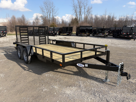 New 2026 AMO AL14TBXW (82" X 14') 7K Heavy Duty Landscape Utility Trailer