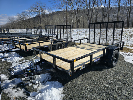 New 2026 Sure-Trac 7x12 5K Tube Top Utility Trailer- Fold Flat Ramp- Self Retaining Gate Pins- Spare Tire Carrier- Brakes- Pressure Treated Decking