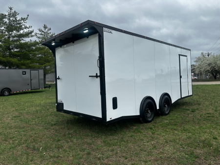 New 2026 Luxe 8.5x20 Car Hauler 5200 lb torsions White poly-Blackout- Enclosed Car Hauler
