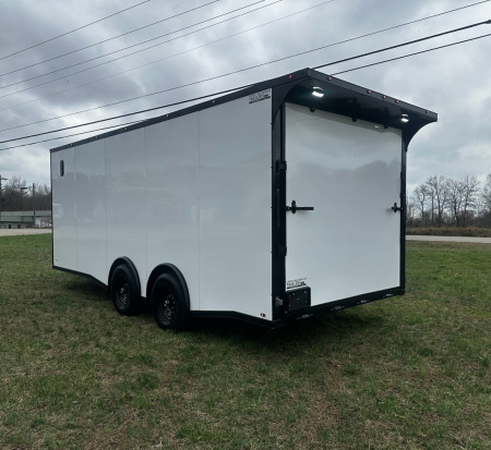 New 2026 Luxe 8.5x20 Car Hauler 5200 lb torsions White poly-Blackout- Enclosed Car Hauler