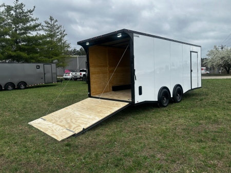 New 2026 Luxe 8.5x20 Car Hauler 5200 lb torsions White poly-Blackout- Enclosed Car Hauler
