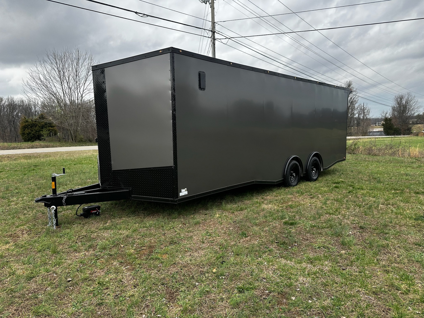 New 2026 Luxe 8.5x24 Racing Trailer Finished Interior- 5200 Tandem Axle-Charcoal-Blackout