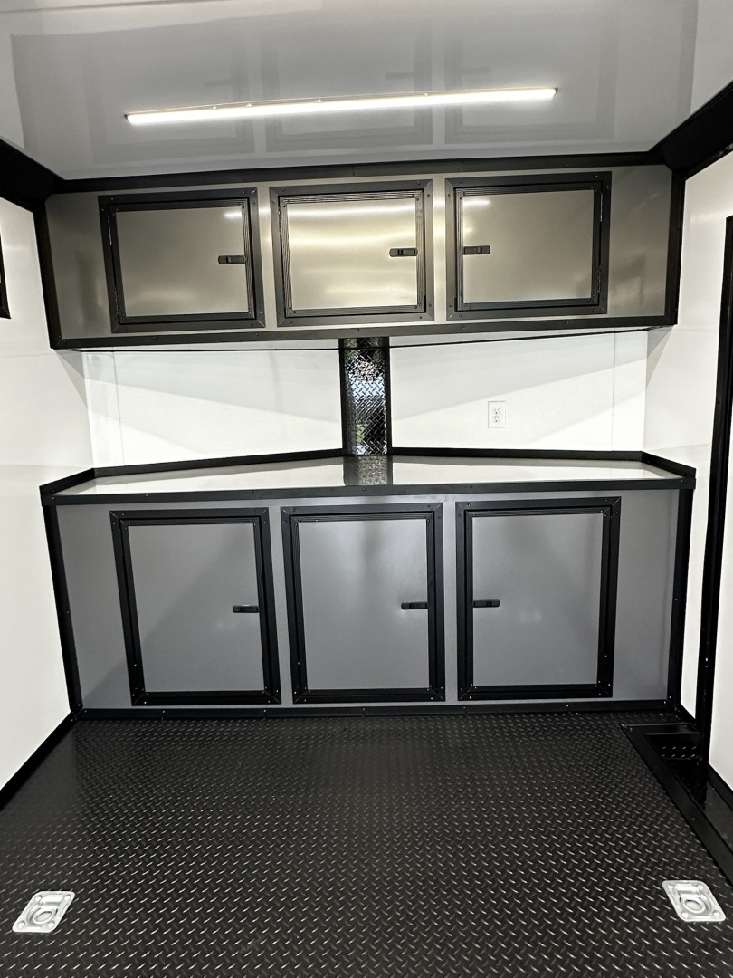 New 2026 Luxe 8.5x24 Racing Trailer Finished Interior- 5200 Tandem Axle-Charcoal-Blackout