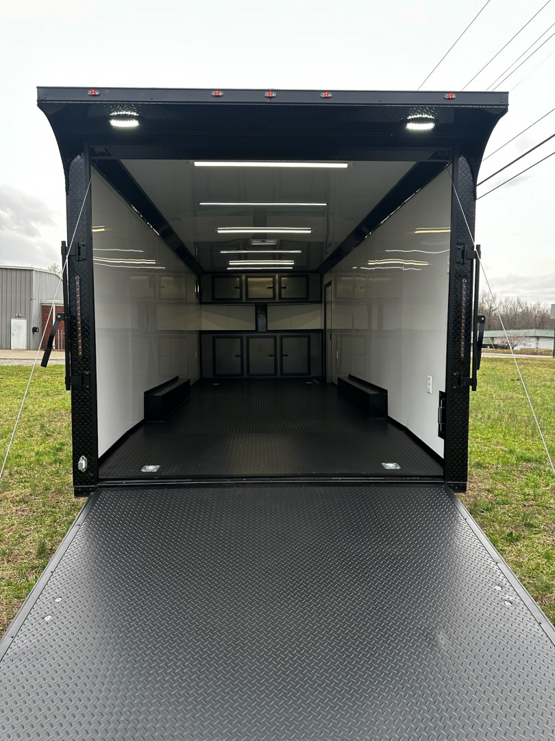 New 2026 Luxe 8.5x24 Racing Trailer Finished Interior- 5200 Tandem Axle-Charcoal-Blackout