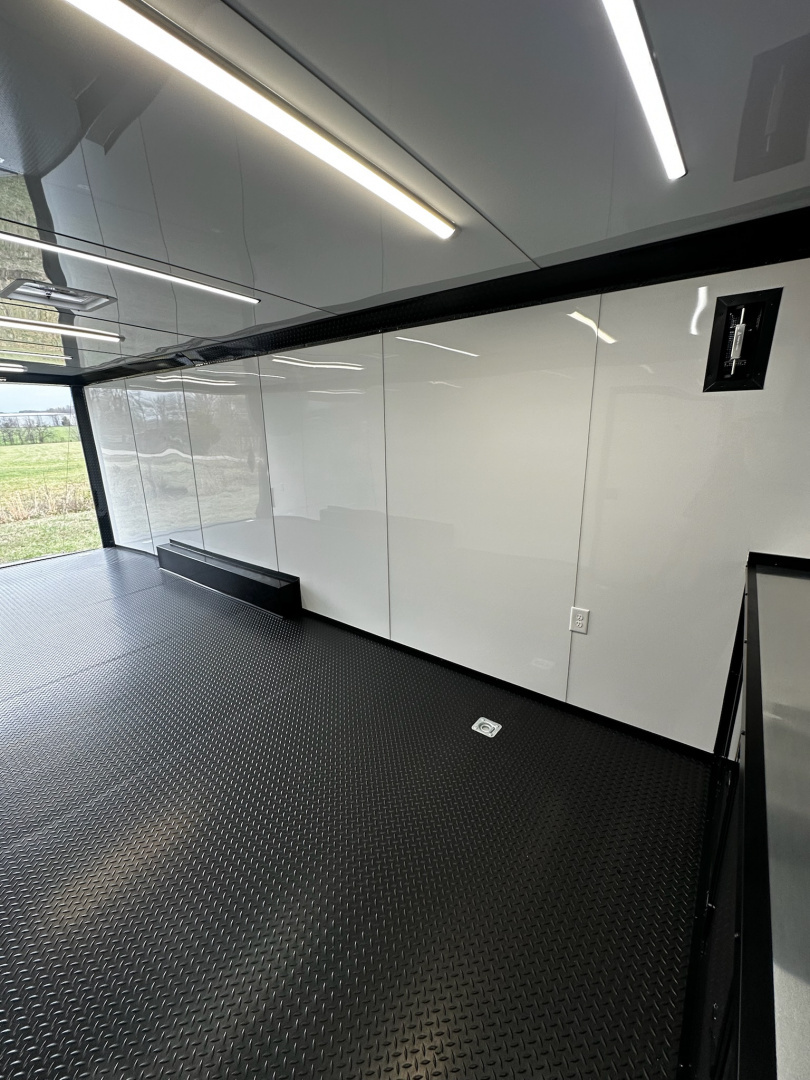 New 2026 Luxe 8.5x24 Racing Trailer Finished Interior- 5200 Tandem Axle-Charcoal-Blackout