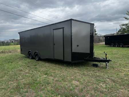 New 2026 Luxe 8.5x24 Racing Trailer Finished Interior- 5200 Tandem Axle-Charcoal-Blackout