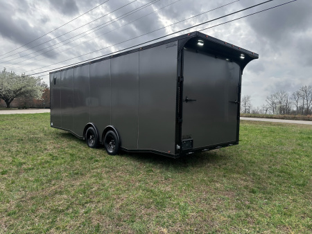 New 2026 Luxe 8.5x24 Racing Trailer Finished Interior- 5200 Tandem Axle-Charcoal-Blackout