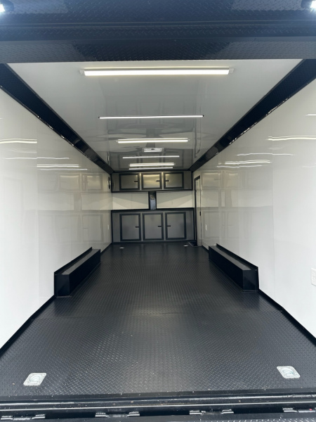 New 2026 Luxe 8.5x24 Racing Trailer Finished Interior- 5200 Tandem Axle-Charcoal-Blackout