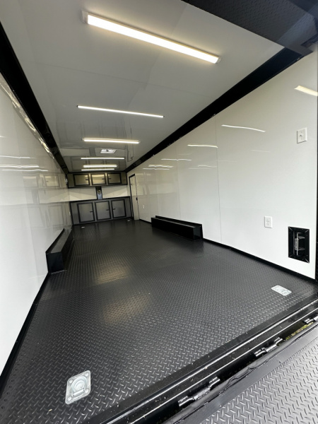 New 2026 Luxe 8.5x24 Racing Trailer Finished Interior- 5200 Tandem Axle-Charcoal-Blackout