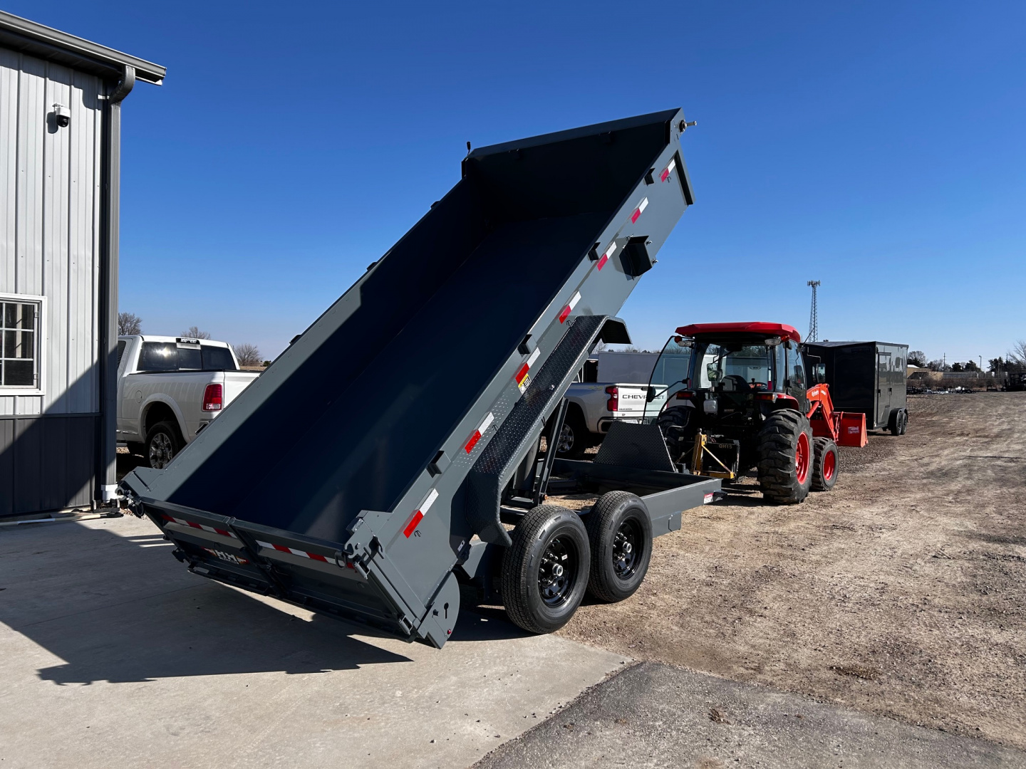 New 2026 H&H Trailers 82"X14' BP LOW-PRO TARP/RAMPS 14K INDUSTRIAL Dump Trailer