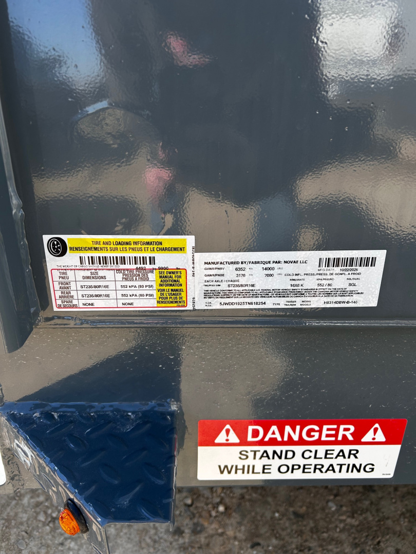 New 2026 H&H Trailers 82"X14' BP LOW-PRO TARP/RAMPS 14K INDUSTRIAL Dump Trailer