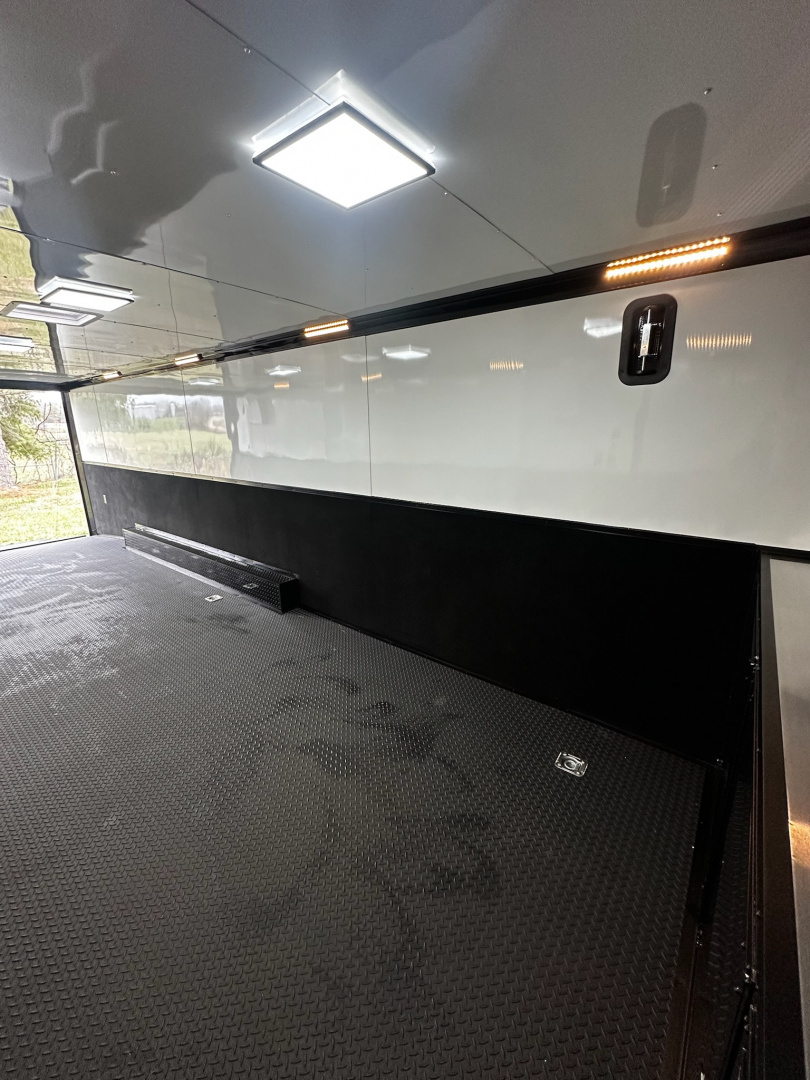 New 2026 Rock Solid Cargo 8.5x28 Race Trailer -Finished Interior-7000LB Triple Torsion-HD Ramp-Awning-GEN. Box-1/2 Outdoor Carpet Walls