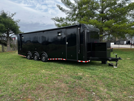 New 2026 Rock Solid Cargo 8.5x28 Race Trailer -Finished Interior-7000LB Triple Torsion-HD Ramp-Awning-GEN. Box-1/2 Outdoor Carpet Walls