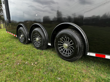 New 2026 Rock Solid Cargo 8.5x28 Race Trailer -Finished Interior-7000LB Triple Torsion-HD Ramp-Awning-GEN. Box-1/2 Outdoor Carpet Walls
