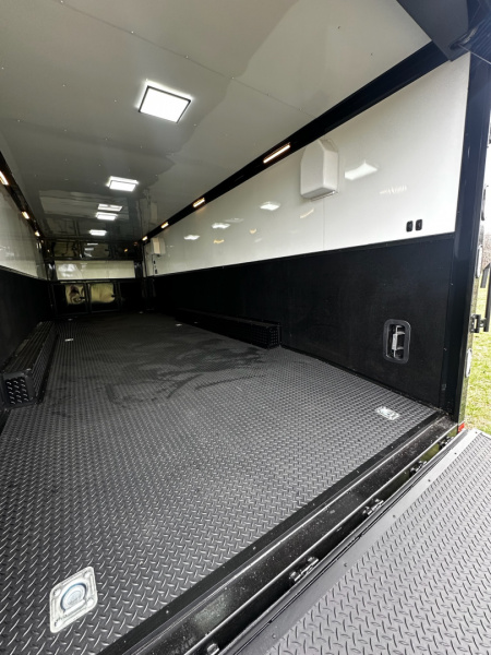 New 2026 Rock Solid Cargo 8.5x28 Race Trailer -Finished Interior-7000LB Triple Torsion-HD Ramp-Awning-GEN. Box-1/2 Outdoor Carpet Walls