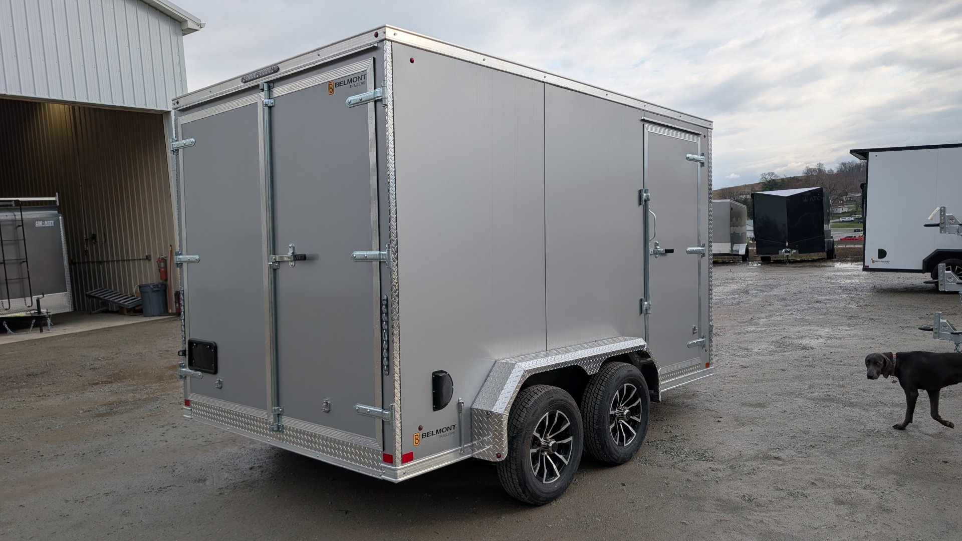 New 2026 BELMONT 7x12 Tandem V-Nose Cargo Trailer w/ Barn Doors ( POLYCOR EXTERIOR!)