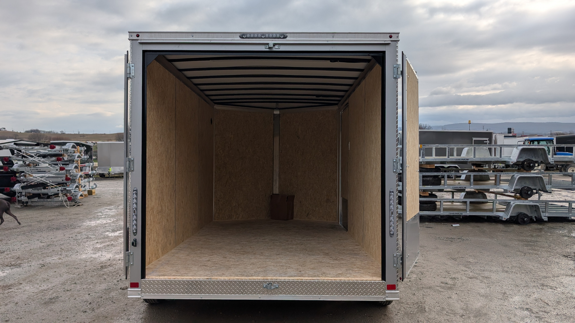 New 2026 BELMONT 7x12 Tandem V-Nose Cargo Trailer w/ Barn Doors ( POLYCOR EXTERIOR!)