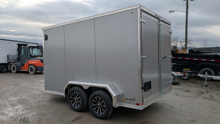 New 2026 BELMONT 7x12 Tandem V-Nose Cargo Trailer w/ Barn Doors ( POLYCOR EXTERIOR!)