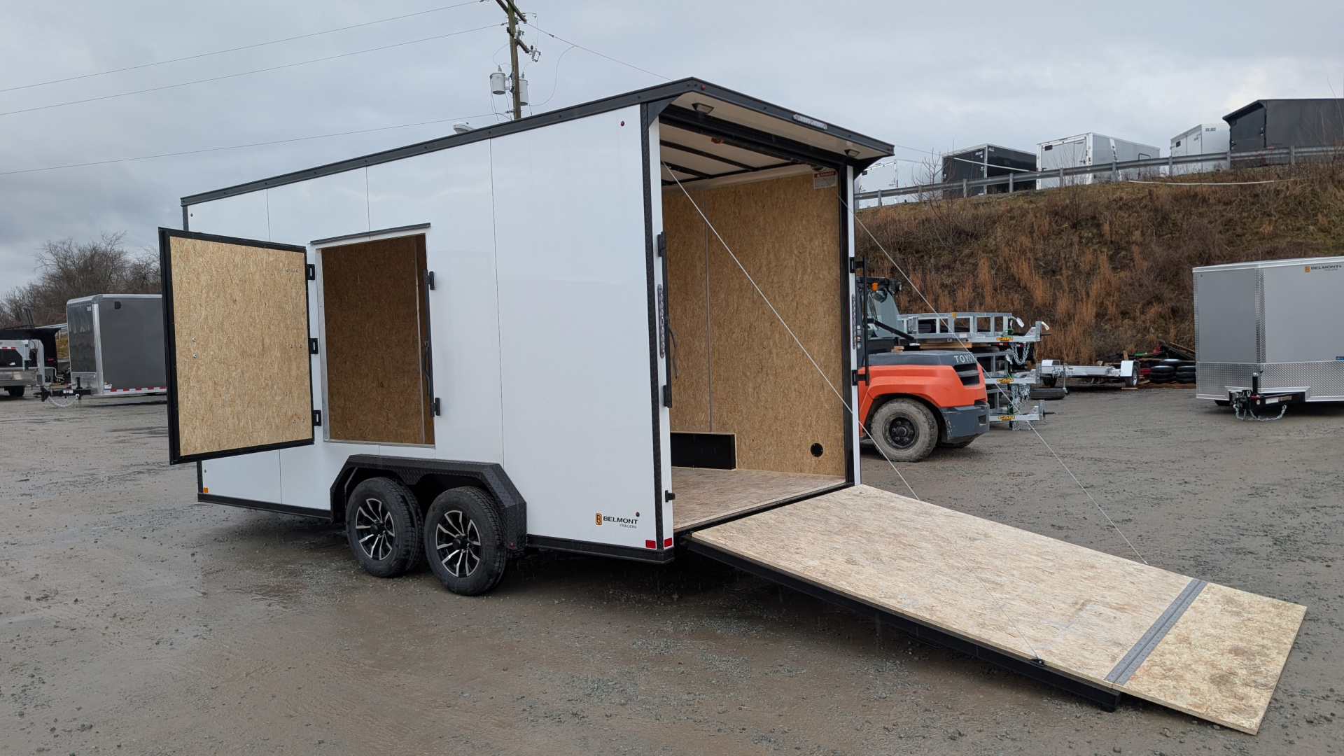 New 2026 BELMONT 7.5 x 16 V-Nose Cargo Trailer w/ Ramp Door (90" INSIDE HEIGHT!!!)