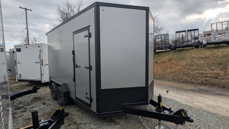 New 2026 BELMONT 7x14 Tandem V-Nose Cargo Trailer w/ Ramp (90  INSIDE HEIGHT!!!)