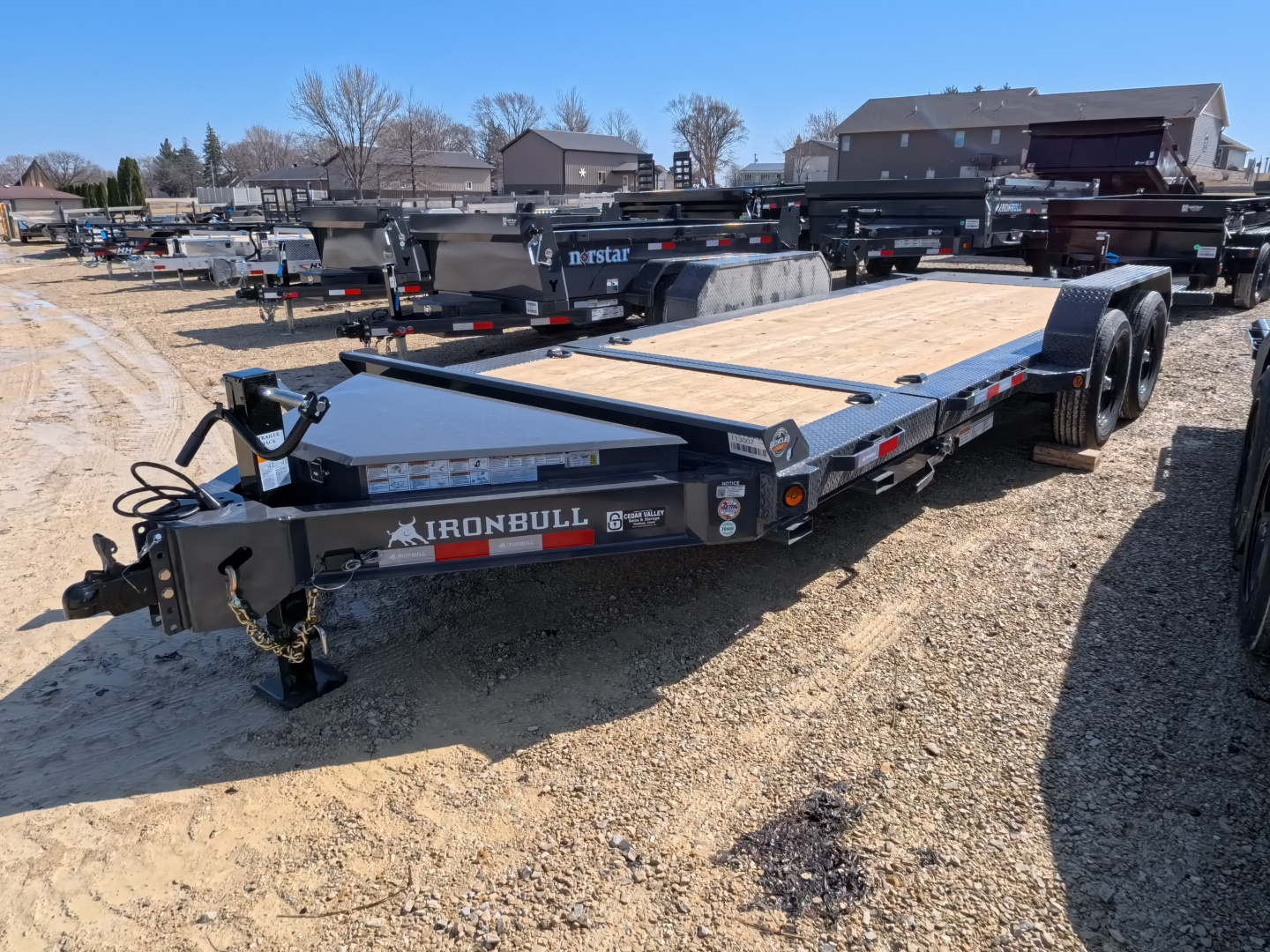 New 2026 Iron Bull 83 x 20 (16+4) TWB Tilt Trailer, 14k GVWR, Fork Holders, Gray Tilt Trailer