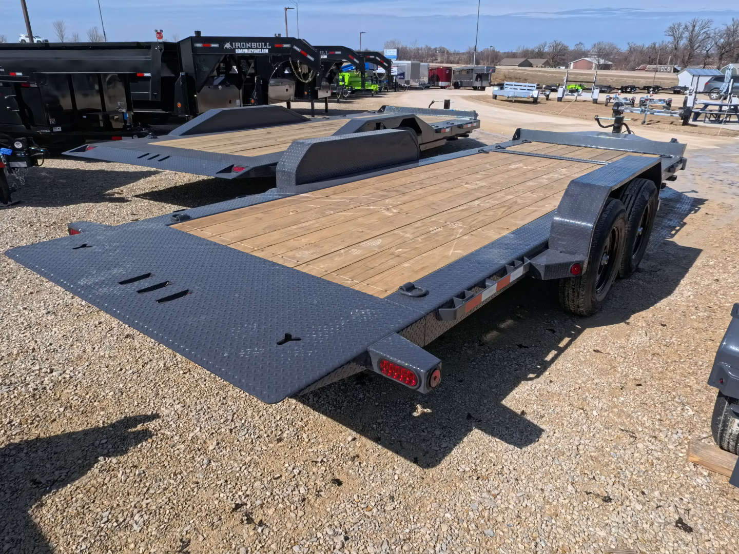 New 2026 Iron Bull 83 x 20 (16+4) TWB Tilt Trailer, 14k GVWR, Fork Holders, Gray Tilt Trailer