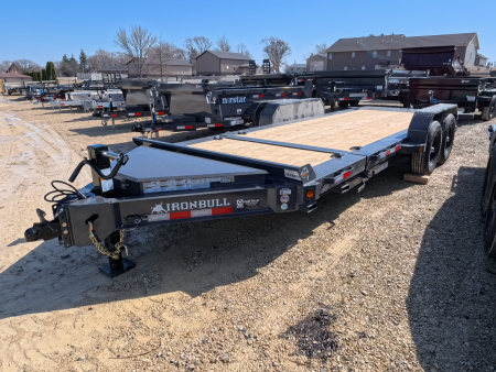 New 2026 Iron Bull 83 x 20 (16+4) TWB Tilt Trailer, 14k GVWR, Fork Holders, Gray Tilt Trailer