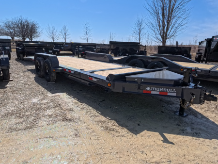 New 2026 Iron Bull 83 x 20 (16+4) TWB Tilt Trailer, 14k GVWR, Fork Holders, Gray Tilt Trailer