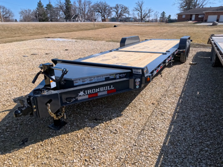 New 2026 Iron Bull 81 x 24 (16+8) TWB Tilt Trailers, 16k GVWR, Fork Holders, Gray Tilt Trailer