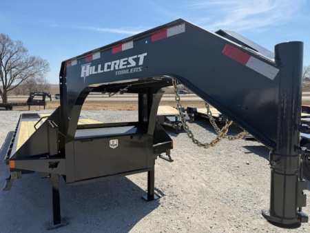 New 2026 Hillcrest Black-Grey 102"x24'+12' 25.9k Hydraulic Tail Gooseneck Deckover Trailer