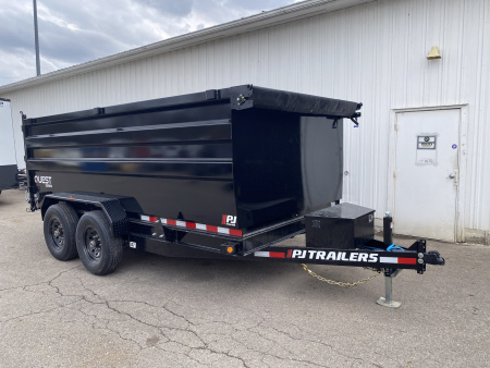 New 2026 PJ Trailers 7 X 14 FT DUMP TRAILER 14K GVWR 4' HIGH SIDE SPREAD GATE TARP KIT