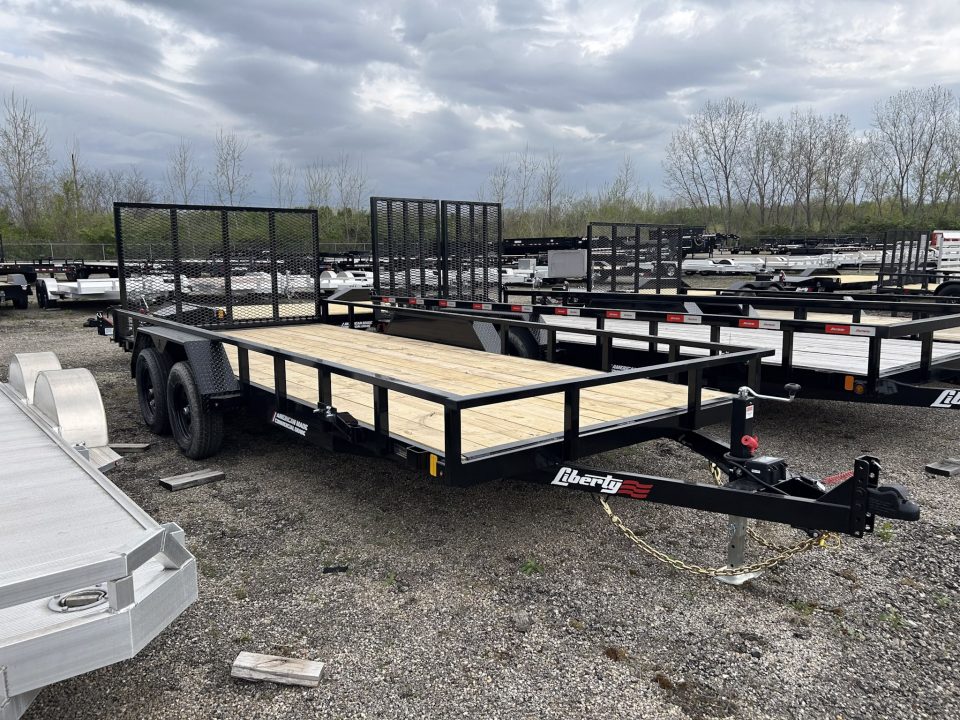 New 2026 Liberty 7 X 18 FT UTILITY TRAILER TUBE RAIL HD SPRING ASSIST RAMP