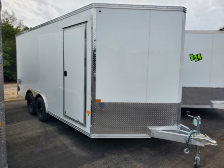 New 2026 ALCOM 8.5X16 TANDEM AXLE 7000 LB GVWR ALUMINUM CAR HAULER Car / Racing ENCLOSED CARGO Trailer WITH 6'10  INTERIOR HEIGHT, REAR RAMP DOOR, 1 PIECE ALUMINUM ROOF, 4 D-RINGS, SCREWLESS EXTERIROR