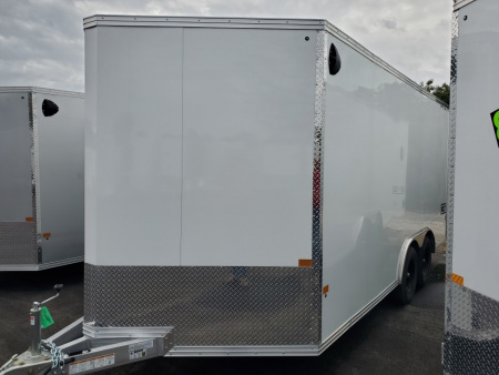 New 2026 ALCOM 8.5X16 TANDEM AXLE 7000 LB GVWR ALUMINUM CAR HAULER Car / Racing ENCLOSED CARGO Trailer WITH 6'10" INTERIOR HEIGHT, REAR RAMP DOOR, 1 PIECE ALUMINUM ROOF, 4 D-RINGS, SCREWLESS EXTERIROR