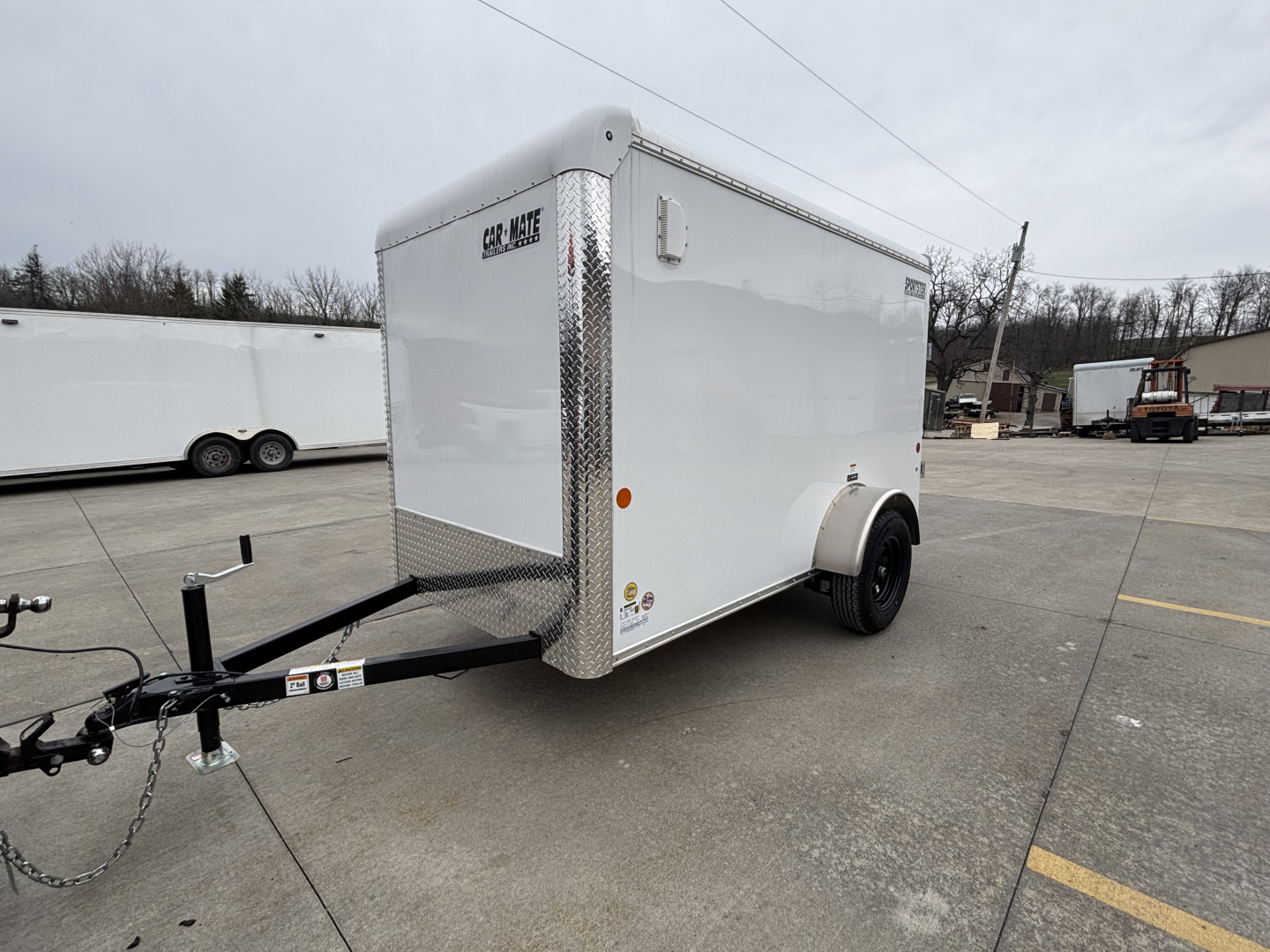 New 2026 Car Mate Trailers 5X10 Sportster Enclosed Trailer - Crystal White - 6" extra height - W/ Ramp Door - 2990# GVWR