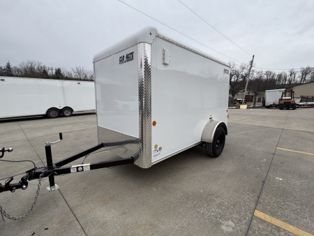 New 2026 Car Mate Trailers 5X10 Sportster Enclosed Trailer - Crystal White - 6" extra height - W/ Ramp Door - 2990# GVWR