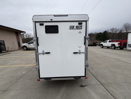 New 2026 Car Mate Trailers 5X10 Sportster Enclosed Trailer - Crystal White - 6" extra height - W/ Ramp Door - 2990# GVWR